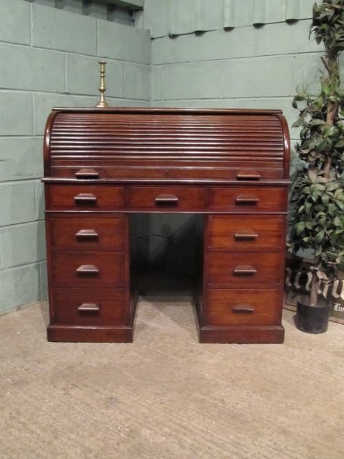 Antique Victorian Small Mahogany Roll Top Desk C1890 W6677/5.12