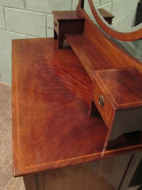 fig 3. ANTIQUE EDWARDIAN INLAID MAHOGANY LARGE DOUBLE WARDROBE AND MATCHING DRESSING TABLE C1900. W6683/5.12