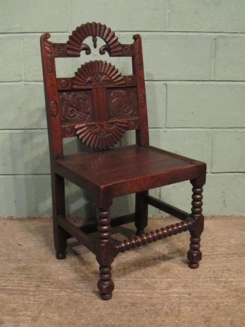 Antique Georgian Carved Oak Hall Chair C1780 W6691/12.12