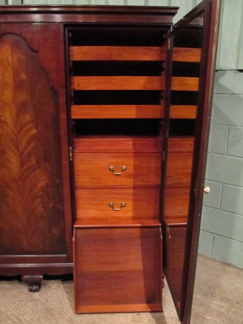 fig 1. ANTIQUE EDWARDIAN MAHOGANY TRIPLE WARDROBE WITH SECRET DRAWER C1900 W6713/19.12
