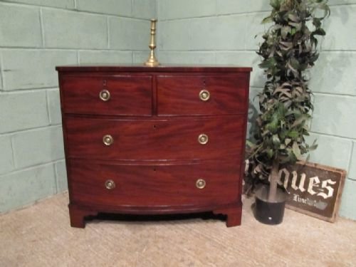 Antique Regency Mahogany Small Bow Front Chest of Drawers C1800 W6702/19.12