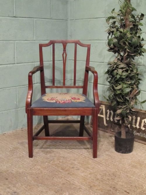 fig 1. ANTIQUE GEORGIAN HEPPLEWHITE MAHOGANY DESK ELBOW CHAIR C1780 W6704/27.12