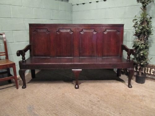 Antique Georgian Oak Settle Bench C1750 W6725/4.1