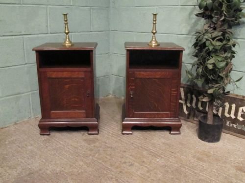 Antique Pair Edwardian Oak Bedside Cabinets C1900 W6724/4.1