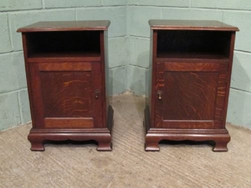 fig 1. ANTIQUE PAIR EDWARDIAN OAK BEDSIDE CABINETS C1900 W6724/4.1