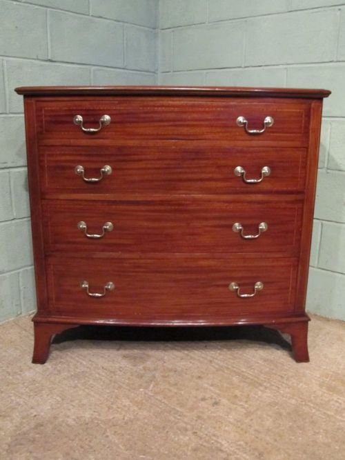 fig 1. ANTIQUE EDWARDIAN MAHOGANY BOW FRONT CHEST OF DRAWERS C1900 W6723/4.1