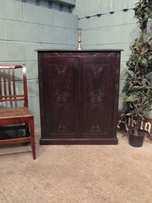 Antique Victorian Carved Country Oak Bookcase Cupboard C1860 Wemd16/4.1