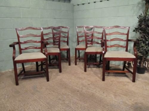 Antique Set Six Mahogany Ladder Back Dining Chairs C1900 W6722/4.1
