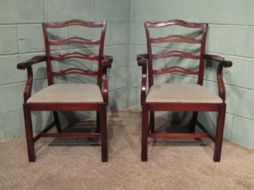 fig 1. ANTIQUE SET SIX MAHOGANY LADDER BACK DINING CHAIRS C1900 W6722/4.1