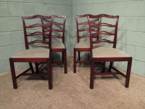 fig 2. ANTIQUE SET SIX MAHOGANY LADDER BACK DINING CHAIRS C1900 W6722/4.1
