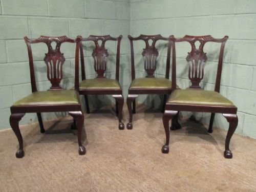 Antique Set Four Edwardian Chippendale Mahogany Dining Chairs C1900 W6721/4.1