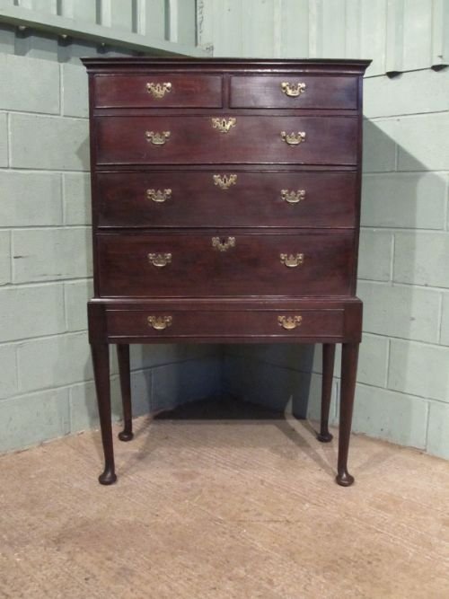 fig 1. ANTIQUE GEORGIAN OAK CHEST ON STAND C1780 W6739/9.1