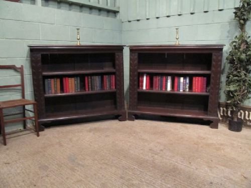 Antique Pair Early Victorian Country Oak Bookcases C1840 W6727/9.1