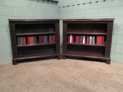fig 1. ANTIQUE PAIR EARLY VICTORIAN COUNTRY OAK BOOKCASES C1840 W6727/9.1