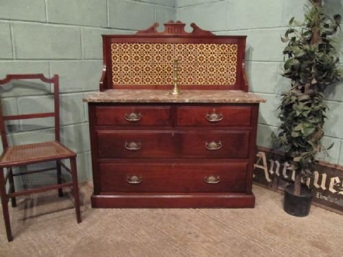 Antique Edwardian Mahogany Marble Top Washstand C1900 Wemd/18