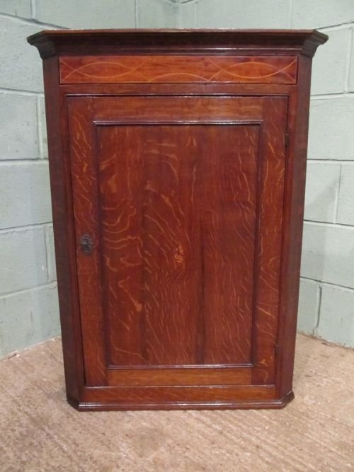 fig 1. ANTIQUE GEORGIAN OAK & MAHOGANY CORNER CUPBOARD C1780 W6750/16.1