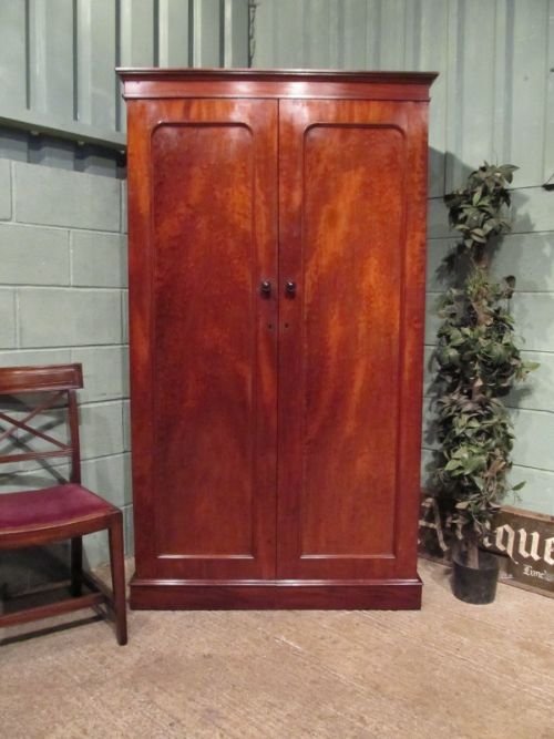Antique Victorian Plum Pudding Mahogany Double Wardrobe C1880 W6762/30.1