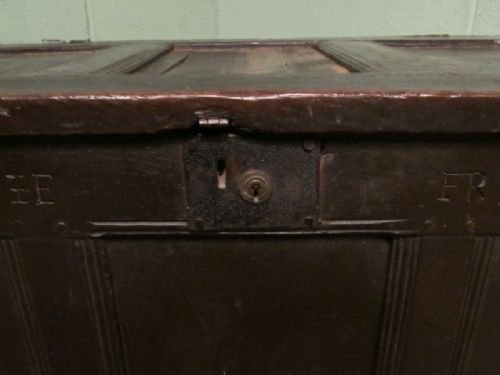 fig 1. ANTIQUE 17TH CENTURY COUNTRY OAK COFFER BOX C1680 W6759/30.1