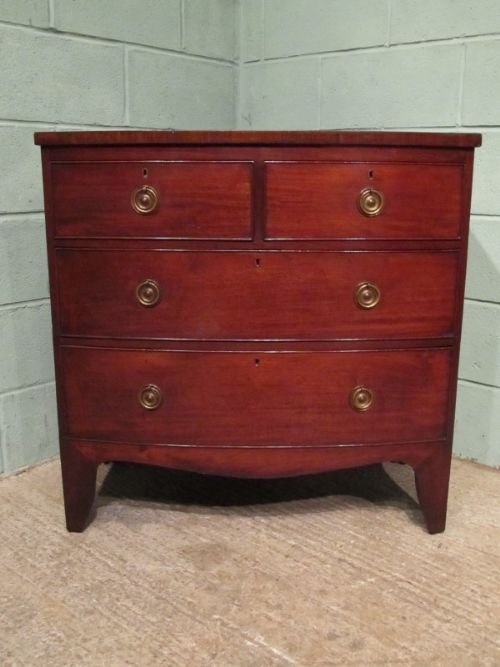 fig 1. ANTIQUE REGENCY MAHOGANY BOW FRONT CHEST OF DRAWERS C1800
