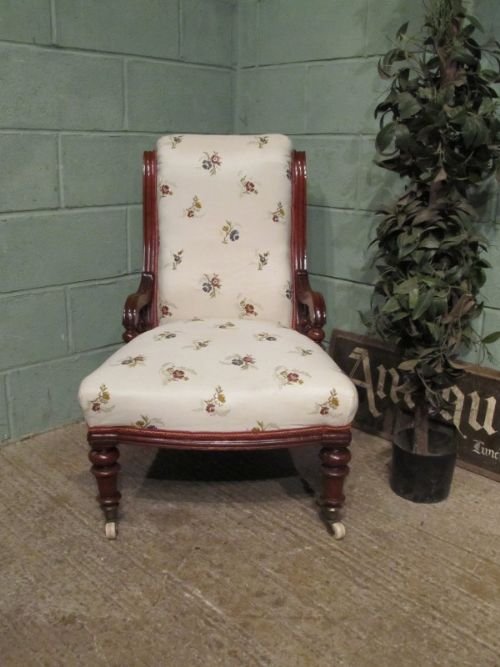fig 1. ANTIQUE VICTORIAN MAHOGANY SCROLL BACK ARMCHAIR C1860 W6768/30.1