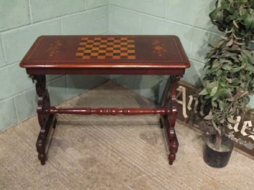 Antique Victorian Mahogany Inlaid Games Table C1880 W6755/30.1
