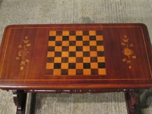 fig 1. ANTIQUE VICTORIAN MAHOGANY INLAID GAMES TABLE C1880 W6755/30.1