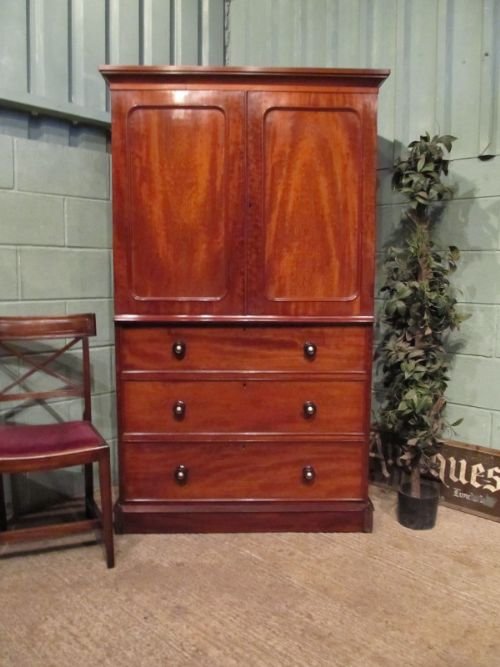 Antique Victorian Mahogany Linen Press C1880 W6761/30.1