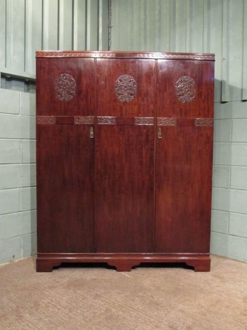 fig 1. ANTIQUE EDWARDIAN MAHOGANY TRIPLE WARDROBE C1900 W6784/30.1