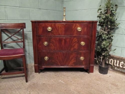 Antique Regency Flame Mahogany Bow Front Chest of Drawers C1800 W6731/30.1