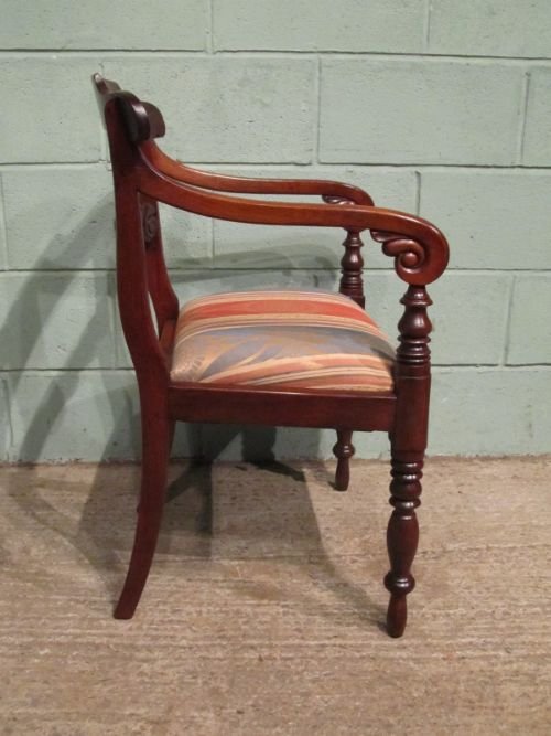 Antique William 1v Mahogany Elbow Desk Chair C1830 W6767/6.2