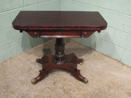 fig 1. ANTIQUE REGENCY FLAMED MAHOGANY FOLD OVER TEA TABLE C 1820 W6752/6.2