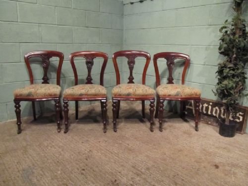 Antique Set Four Victorian Mahogany Baloon Back Dining Chairs C1850 W6788/6.2