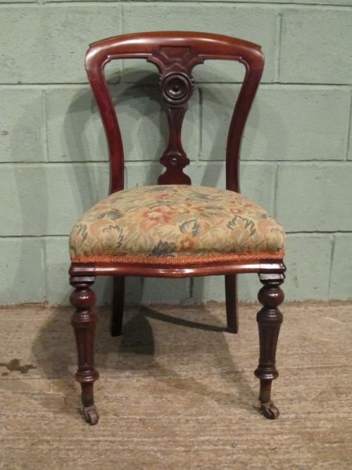 fig 1. ANTIQUE SET FOUR VICTORIAN MAHOGANY BALOON BACK DINING CHAIRS C1850 W6788/6.2