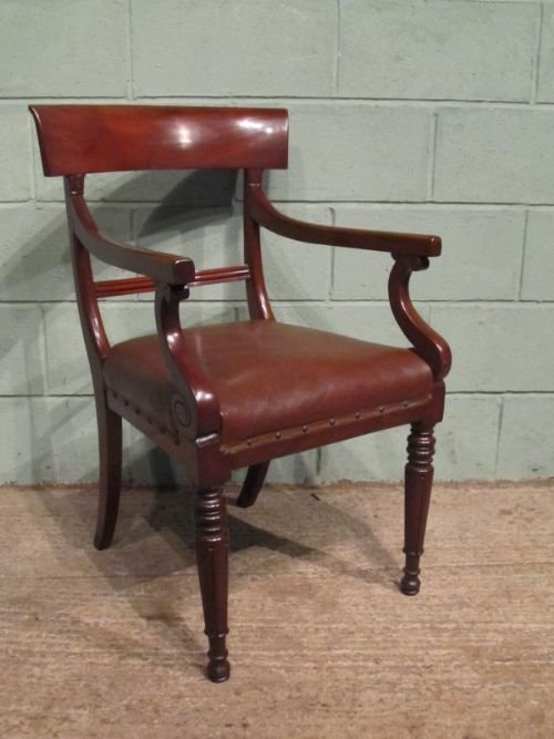 Antique William 1v Mahogany Desk Elbow Chair C1830 W6780/6.2