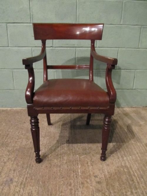 fig 1. ANTIQUE WILLIAM 1V MAHOGANY DESK ELBOW CHAIR C1830 W6780/6.2