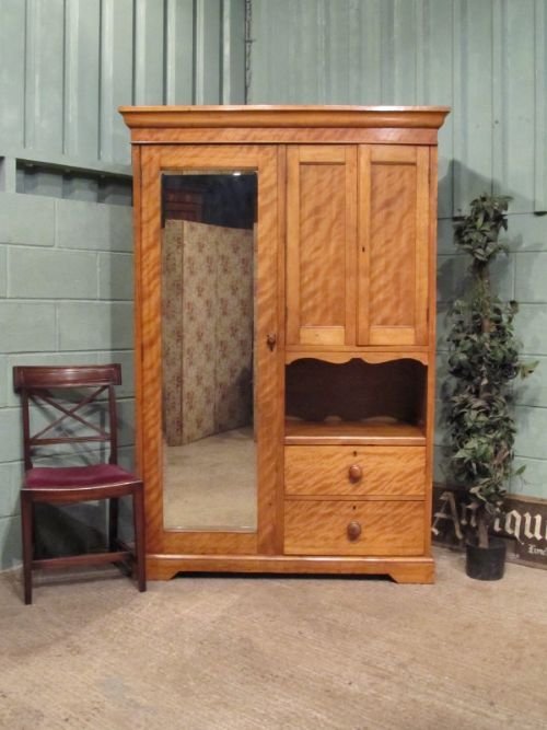Antique Edwardian Satinwood Wardrobe Compactum C1900 W6790/13.2