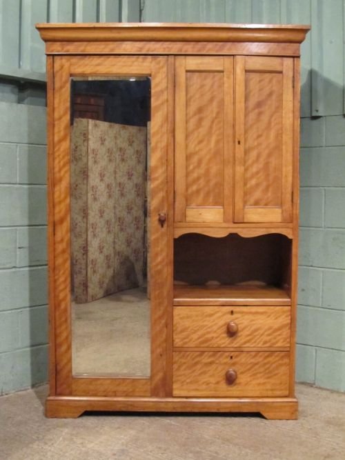fig 1. ANTIQUE EDWARDIAN SATINWOOD WARDROBE COMPACTUM C1900 W6790/13.2