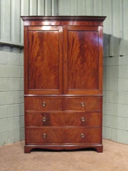 fig 1. ANTIQUE REGENCY MAHOGANY CLOTHES PRESS WARDROBE C1800 W6791/13.2
