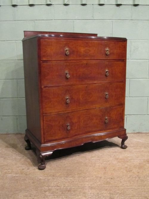 Antique Edwardian Burr Walnut Serpentine Chest of Drawers C1900 W6777/13.2