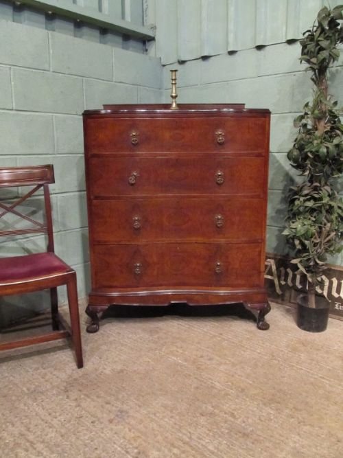 fig 1. ANTIQUE EDWARDIAN BURR WALNUT SERPENTINE CHEST OF DRAWERS C1900 W6777/13.2