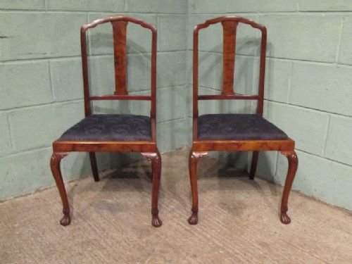 fig 1. ANTIQUE PAIR EDWARDIAN BURR WALNUT SIDE CHAIRS C1900 W6793/13.2