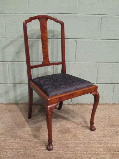 fig 2. ANTIQUE PAIR EDWARDIAN BURR WALNUT SIDE CHAIRS C1900 W6793/13.2