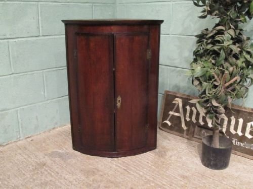 fig 1. ANTIQUE GEORGIAN OAK & MAHOGANY BARREL FRONT CORNER CABINET C1780 W6789/13.2