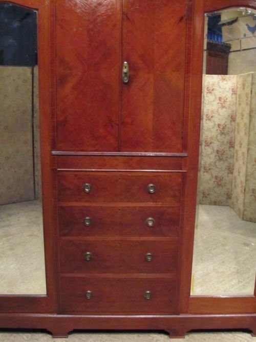 fig 1. ANTIQUE EDWARDIAN MAHOGANY TRIPLE WARDROBE COMPACTUM C1900 W6794/13.2