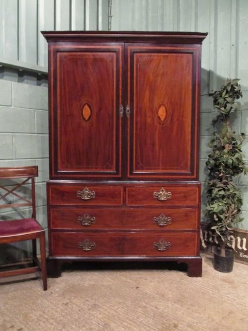 Antique Georgian Mahogany Dwarf Linen Press C1780 W6801/20.2