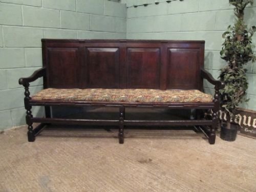 Antique Georgian Joined Oak Settle C1780 W6799/20.2