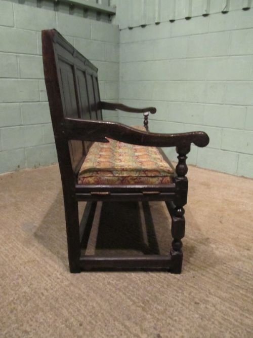 fig 1. ANTIQUE GEORGIAN JOINED OAK SETTLE C1780 W6799/20.2