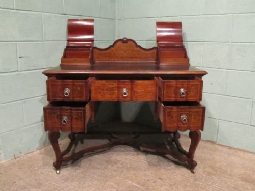fig 1. ANTIQUE EDWARDIAN INLAID MAHOGANY WRITING DESK C1900 W6800/20.2