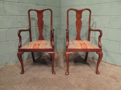 fig 1. ANTIQUE SET SIX EDWARDIAN WALNUT QUEEN ANNE DINING CHAIRS C1900 W6770/20.2