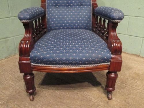 fig 2. ANTIQUE VICTORIAN MAHOGANY SALON ARMCHAIR C1890 W6804/20.2